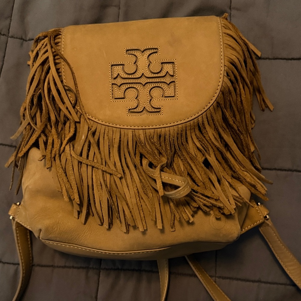Tory Burch Suede Fringe Leather Backpack